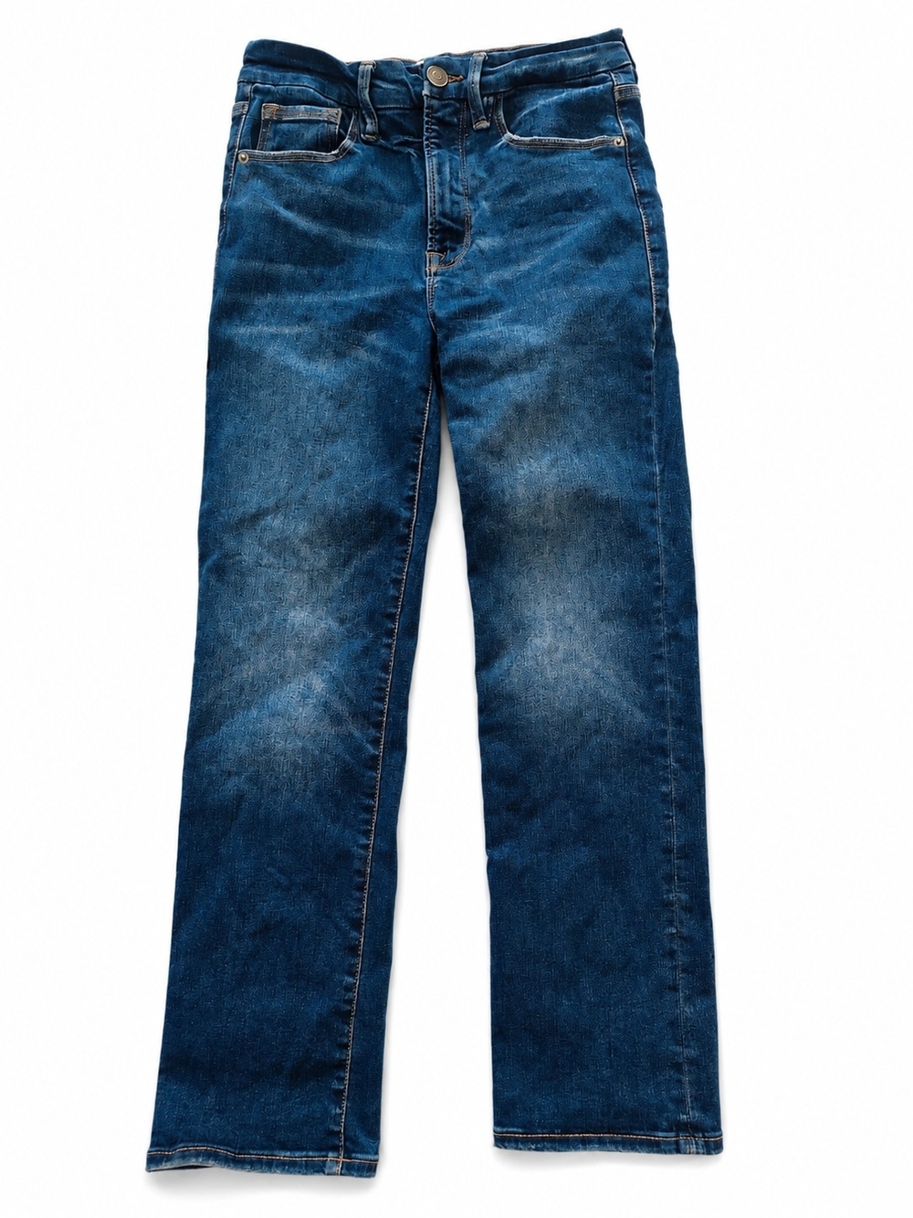 Good American Women's Good Legs Straight Jeans Dark Wash Mid Rise Sculpting